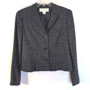 Jones New York Navy Blue Fully Lined Tweed Blazer Jacket Size 4